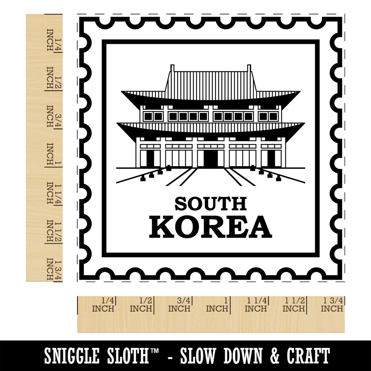 South Korea Travel Gyeongbokgung Palace Square Rubber Stamp for Stamping Crafting